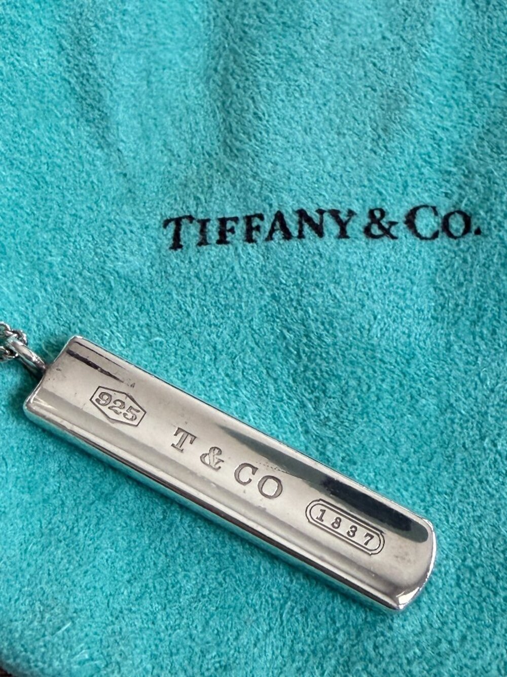 TIFFANY and CO 1837 Sterling Silver 925 18" Bar Pendant Necklace Vintage - Picture 3 of 13